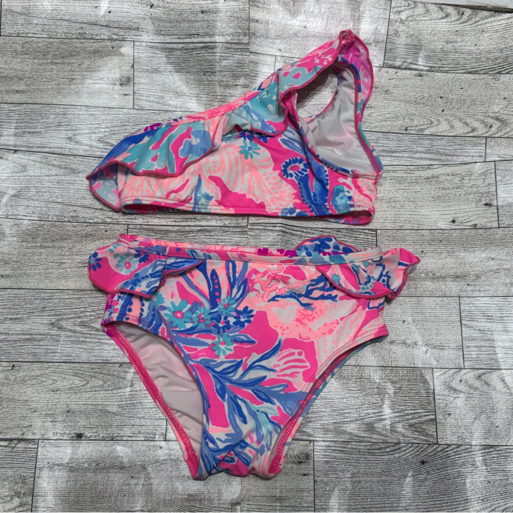 Lilly Pulitzer Pink and Blue Tropical Bikini Set